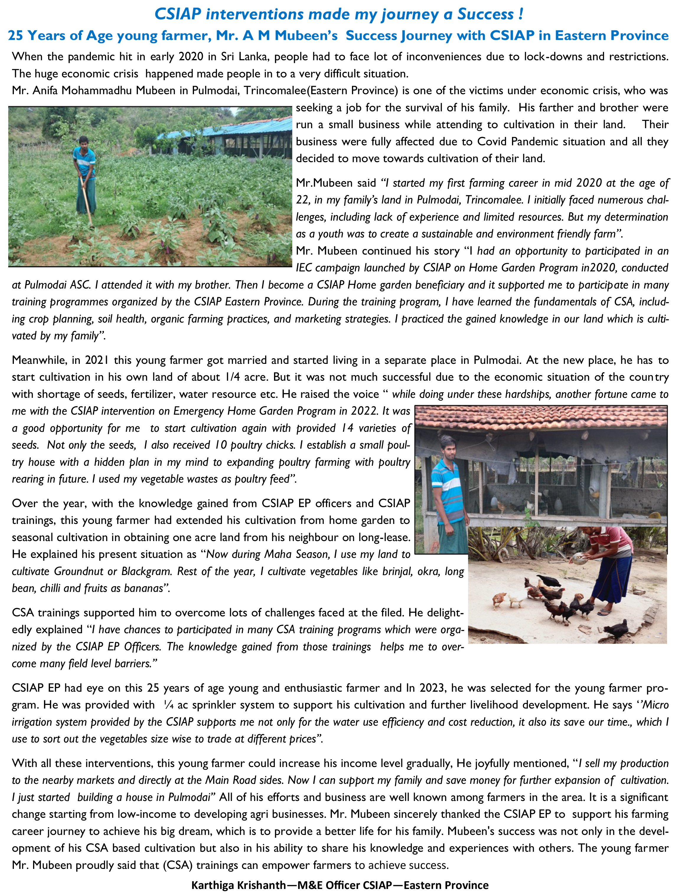 4 EP - Young Farmer with CSIAP interventions